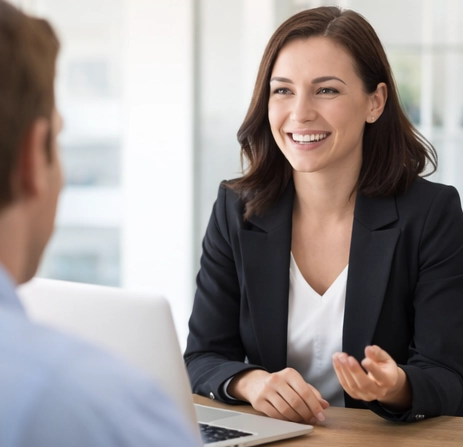 Visa consultant discussing application options with client