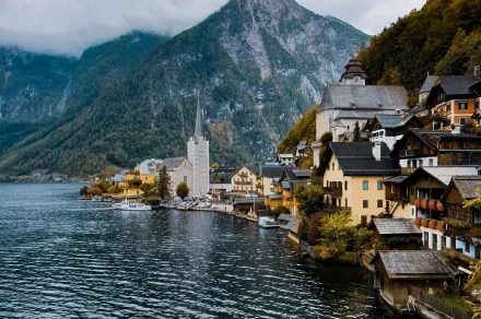 Hallstatt Austria scenic village with lake and mountains travel destination